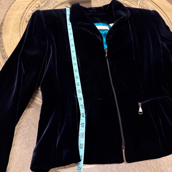 Dana Buchman Women Silk Blend Velvet Blazer Sz 6 Blue Full Zip Long Sleeve NWT - Picture 10 of 12